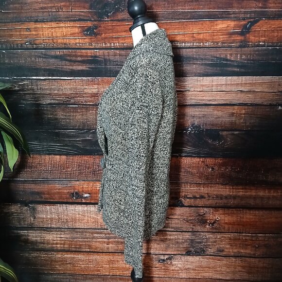 Lauren Ralph Lauren Wrap Cardigan Sweater S Toggle Tan Black Marled Knit - Picture 5 of 9